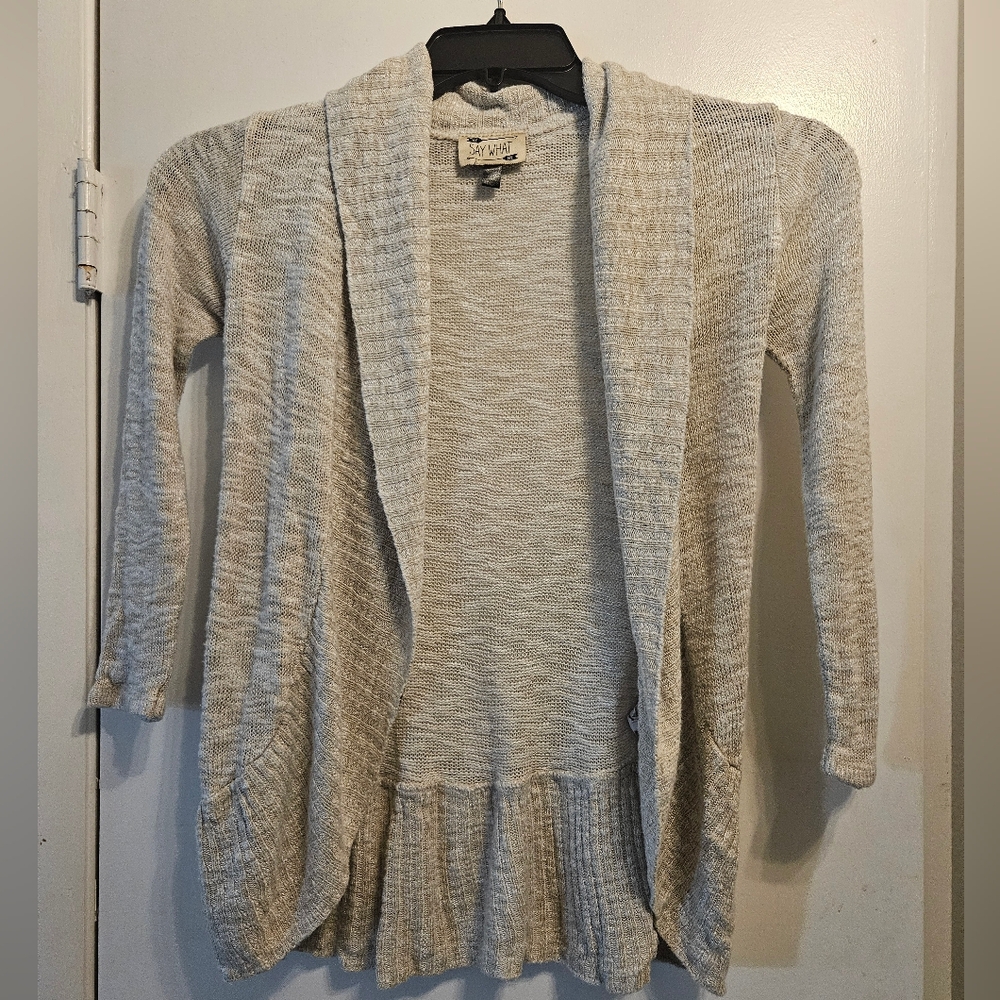 Say What? Heather Gray Knit Cardigan - S